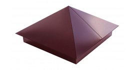 Колпак на столб 390х390 0,5 Satin с пленкой RAL 3005 красное вино