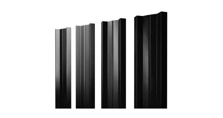 Штакетник М-образный А с прямым резом 0.5 Satin RAL 9005 черный