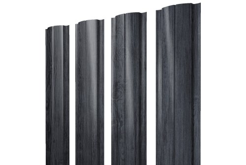 Штакетник Полукруглый Slim с прямым резом 0.45 Print Premium Grey Wood TwinColor