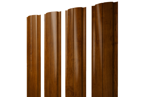 Штакетник Полукруглый Slim с прямым резом 0.4 Print Premium Golden Wood Intense FTC