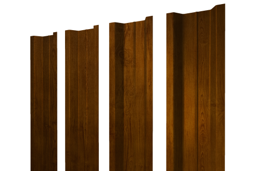 Штакетник П-образный В с прямым резом 0,45 Print-Double Premium Golden Wood Intense F