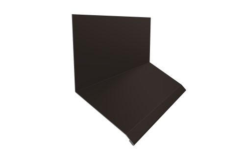 Планка примыкание верхнее к стене фальц 150х130х20 0,5 Satin с пленкой RR 32 темно-коричневый (2м)